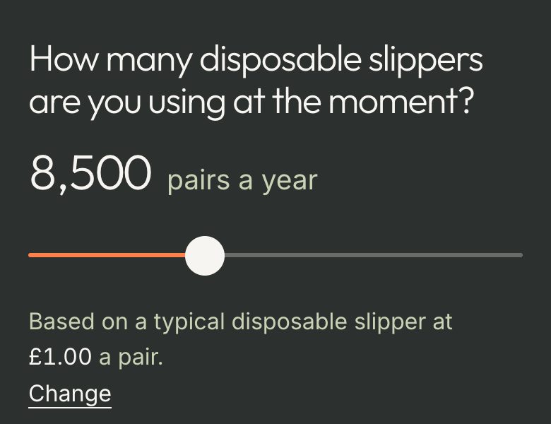 The savings calculator, set to 8,500 pairs a year