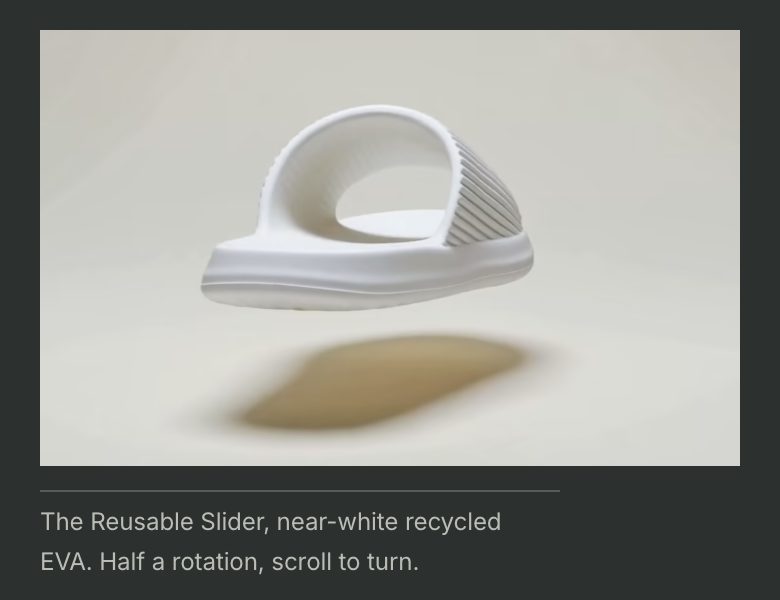 The Reusable Slider in 3D, turning as the page scrolls