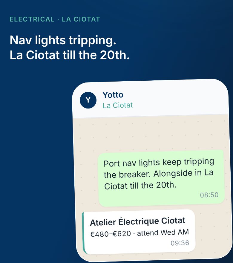 A crew message to Yotto on WhatsApp and the quote that came back